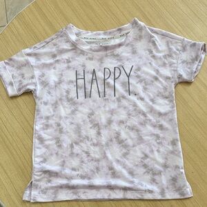 Rae Dunn Kids "HAPPY" Tie-Dye Tee - Light Pink & Gray